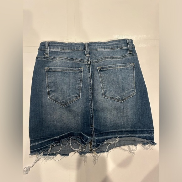 Kancan Denim Mini Skirt Women’s 25 Blue Distressed Raw Hem - Picture 2 of 7